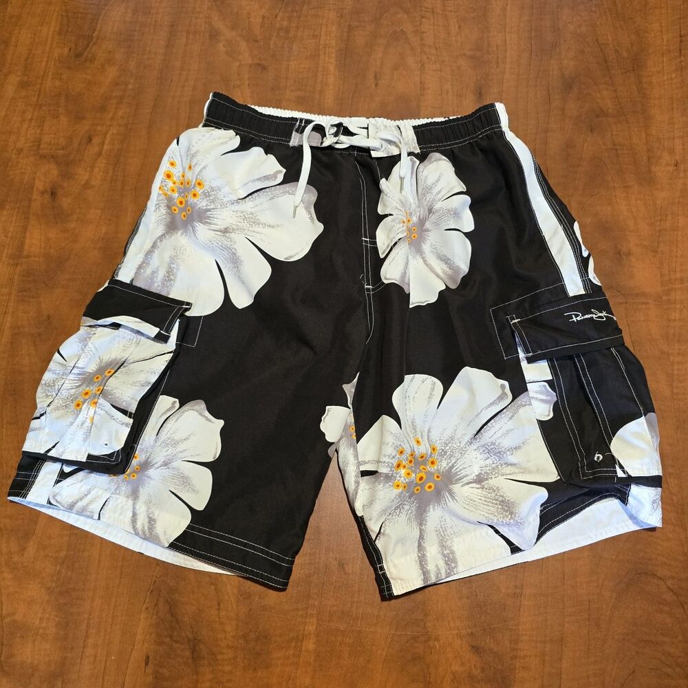 Panama Jack Mens Vintage Y2K Floral Print 3 Pocket Drawstring Cargo Trunks M